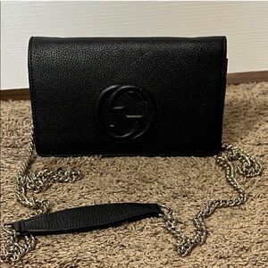 3166 Black Leather Chain Bag